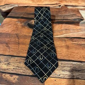 x'Andrini Tie Men's Navy Blue Classic Width 100% Silk Horseshoe Pattern